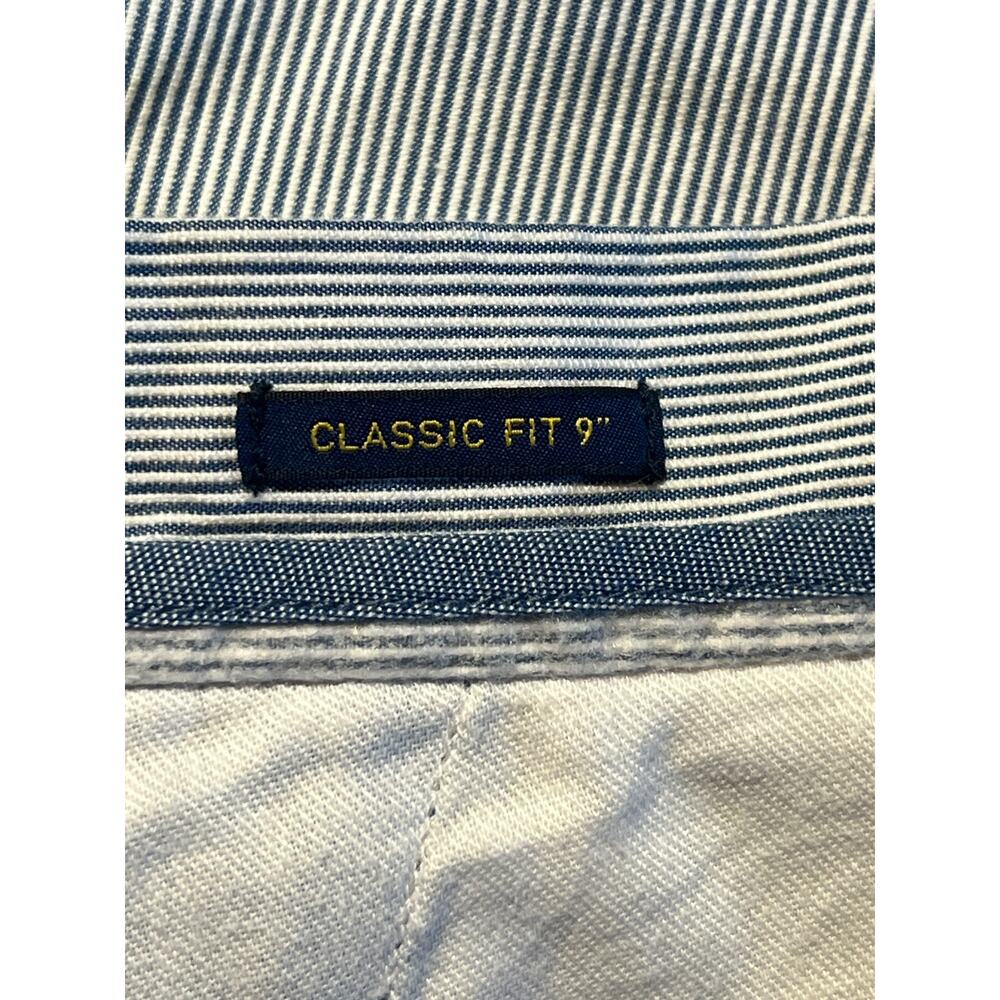 Polo Ralph Lauren Mens 30 x 9" Blue White Stripe Cotton Shorts Allover Pony - Picture 9 of 10
